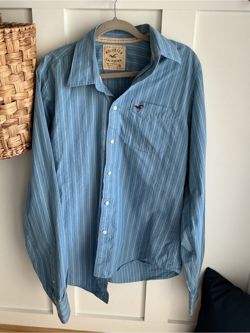 Hollister Light Blue Pinstripe Button-Up Shirt